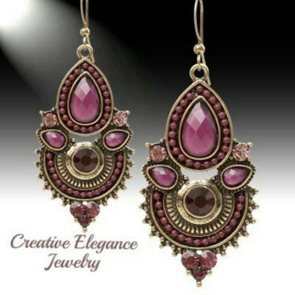 Bohemian Chandelier Earrings Purple